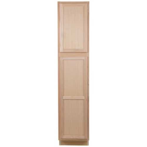 Project Source Oak Brook 18-in W x 84-in H x 23.75-in D Natural Unfinished Oak Pantry Fully Assembled Cabinet (Flat Panel Square Door Style) 33A U18R at Lowes.com