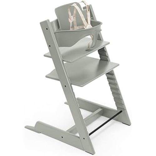 Stokke Tripp Trapp High Chair 2, Glacier Green - Includes Chair + Baby Set with Removable Harness for Children 6-36 Months - Adjustable, Ergonomic & Easy to Clean