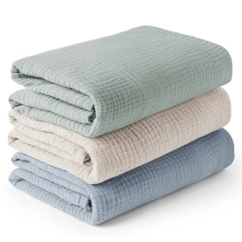 Konssy 3 Pack Muslin Swaddle Blankets for Unisex, Newborn Receiving Blanket, Large 47 x 47 inches, Soft Breathable Muslin Baby Swaddles for Boys & Girls