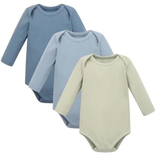 Baby Long Sleeve Bodysuit Boy Girl 3 Pack Organic Cotton Infant Romper