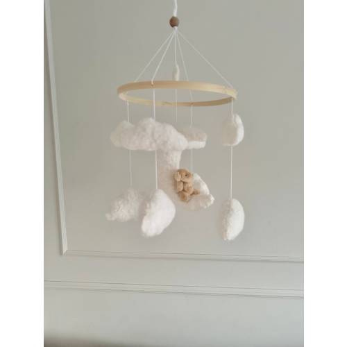 DAY DREAMER cot mobile, boucle cot mobile, cloud mobile, neutral nursery, baby mobile, nursery mobile, crib mobile, nursery decoration