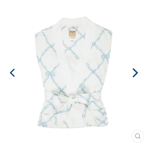 Ready or Not Robe (Women's) - Buckhead Blue Belle Meade Bow with Worth Avenue White