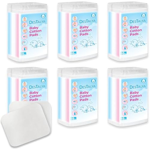 Destalya Baby Cotton Pads for Diaper Change | 360 Count | Soft Large Squares for Sensitive Skin | Lint-Free | 100% Cotton (Maxi Pads)