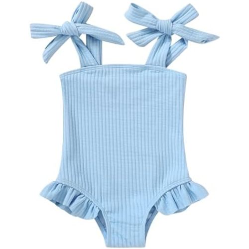 YOUNGER TREE Toddler Swimsuit Girl Color Block Stripe One-Piece Swimwear Baby Girl Bathing Suits