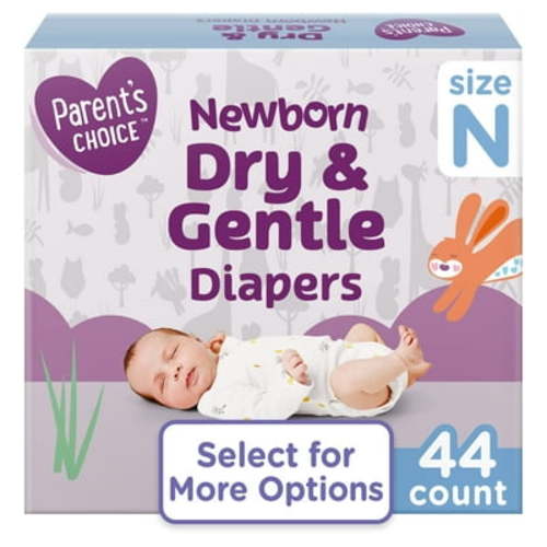 Parent's Choice Dry & Gentle Diapers Size NB, 44 Count (Select for More Options)