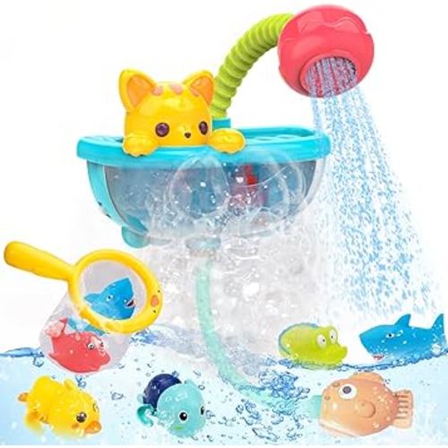 Bath Toys for Toddlers 1-3 2-4 Bathtub Bubble Maker with Baby Shower Head Wind-Up Turtle Duck for Babies 6-12 12-18 Month Bathtime Bathroom Toys Birthday Easter Gifts for 1 2 3 4 Year Old Girls Boys