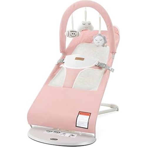 Baby Bouncer, Foldable Infant Bouncer Seat with 3 Adjustable Heights, 0-18 Months, Portable Baby Bouncer with Soft Cotton Fabrics, Lightweight & Easy to Wash