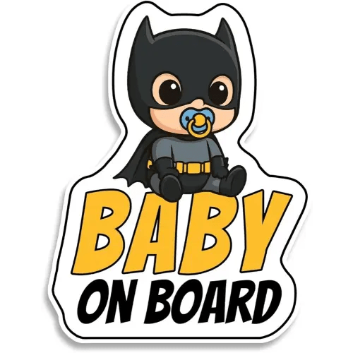 Baby on Board Signs for Car, Superhero, Waterproof and UV-Resistant Baby on Board Sticker, Durable Sign for Safety Awareness, Easy to Apply for Window or Bumper