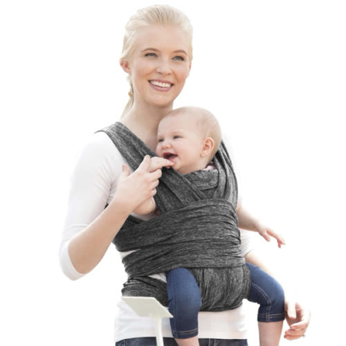 Boppy Baby Carrier - ComfyFit, Heathered Gray, Hybrid Wrap, 3 Carrying Positions, 0m+ 8-35lbs, Soft Yoga-Inspired Fabric with Integrated Storage Pouch