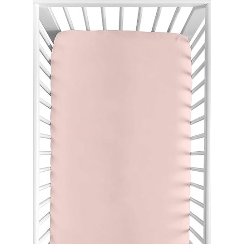 Sweet Jojo Designs Fitted Baby Crib Sheets (Solid Pink) for Girls, Infant Nursery, Toddler Room - Standard Size (Blush Rose for Bohemian, Vintage, Watercolor, Shabby Chic, Farmhouse Peony Collection)