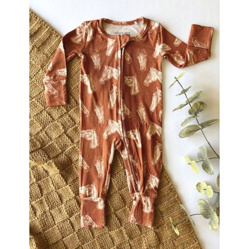 Modern Western Horse Baby Footed Pajamas