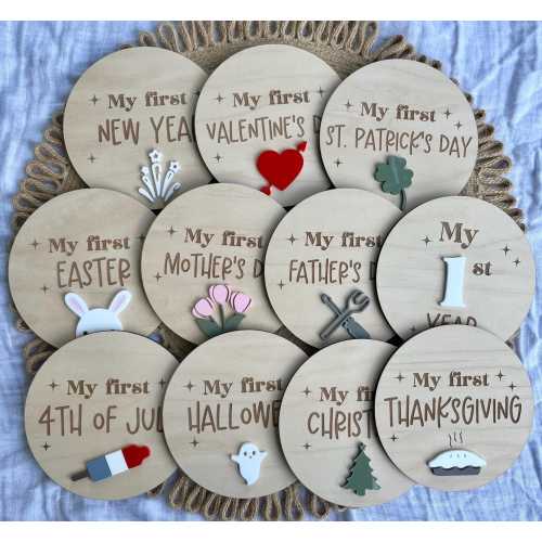My First Holiday Bundle, Baby's First Milestones Set, Holiday Photos Prop, My First Photo Markers, First Year Keepsake, Baby Shower Gift