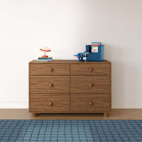 Mainstays Kids 6 Drawer Dresser, Brown, Engineered Wood
