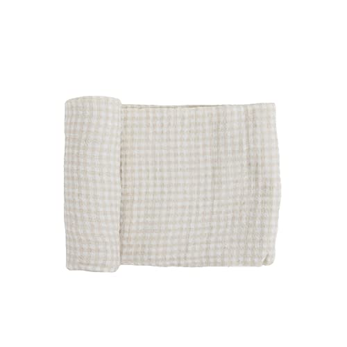 Little Unicorn – Tan Gingham Cotton Muslin Swaddle Blanket | Single | 100% Cotton | Super Soft | Newborns and Infants | Large 47” x 47” | Machine Washable
