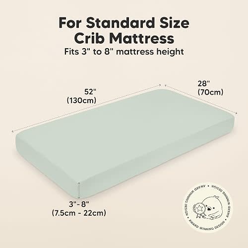 KeaBabies 2-pk Organic Cotton Crib Sheets for Boys Girls 52x28 (Sage)