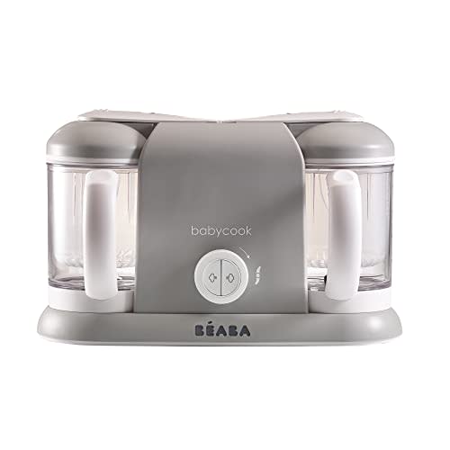 BEABA Babycook Duo 4 in 1 Baby Food Maker, Processor, Blender, Steamer, Make Fresh Healthy Baby Food at Home, Large 9.1 Cup Capacity, Cloud