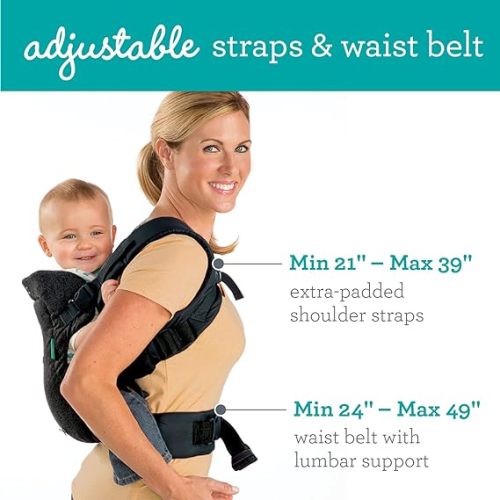 Infantino Flip 4-in-1 Carrier - Ergonomic, Convertible, face-in and face-Out, Front and Back Carry for Newborns and Older Babies 8-32 lbs - Black Denim