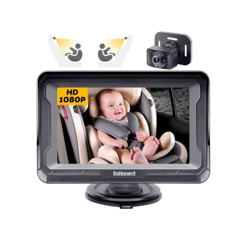 DoHonest Baby Car Camera HD 1080P - Rear-Facing Car Baby Monitor with Night Vision, Adjustable View Angle, Easy Setup, Anti-Glare Display, Safety for Kids & Infants