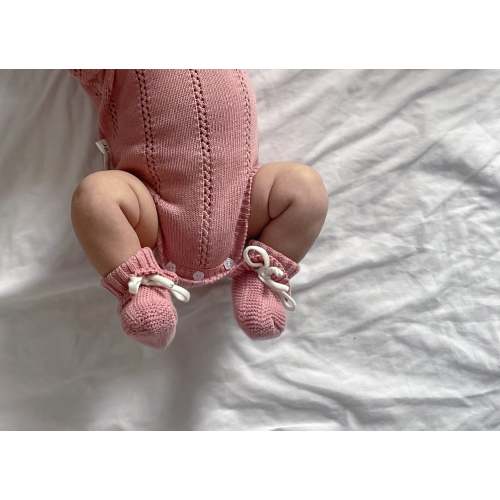 APRIL PREORDER | Prim Frill Booties | Raspberry Sorbet