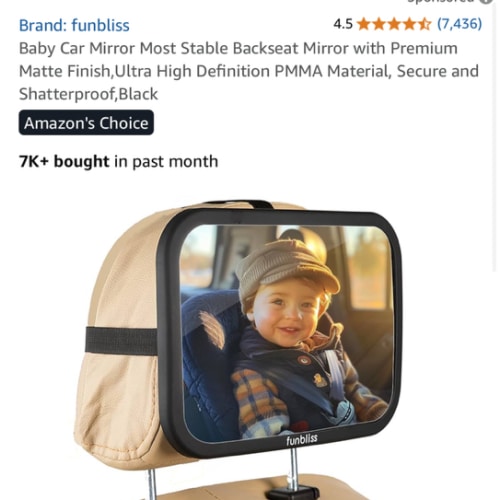 Baby Car Mirror Most Stable Backseat Mirror with Premium Matte Finish,Ultra High Definition PMMA Material, Secure and Shatterproof,Black