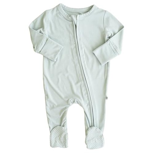 Caden Lane Zippered Baby Footie Pajamas, Soft Onesie Bodysuit with Feet & Double Zipper, Footed One-Piece Jumpsuit for Infant