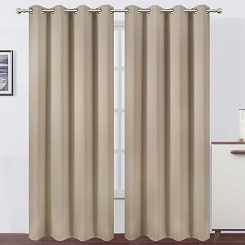 LEMOMO Blackout Curtains 52 x 84 inches Long Khaki Curtains Set of 2 Panels Thermal Insulated Room Darkening Curtains for Bedroom