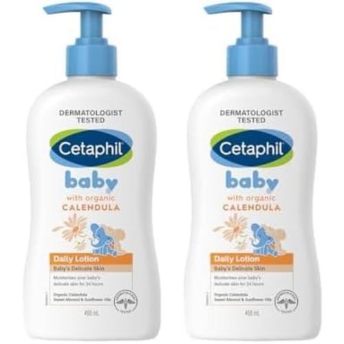 Cetaphil Baby Daily Lotion with Organic Calendula |Vitamin E | Sweet Almond & Sunflower Oils |13.5 Fl. Oz (Pack of 2)