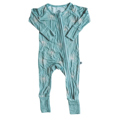 (3-6) Blue Stoke Bamboo Zip Romper