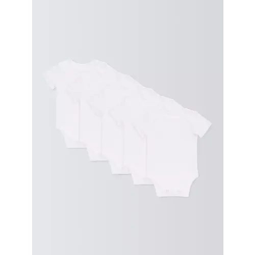 John Lewis Baby GOTS Organic Cotton Short Sleeve Bodysuits, Pack of 5, White