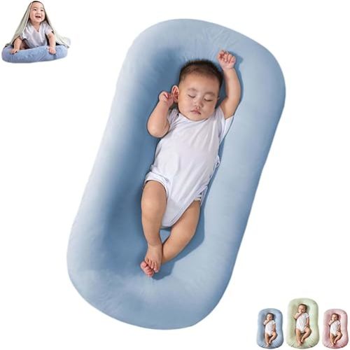 Baby Lounge Pillow Nest Sleeping for Baby in Bed, Baby Lounger for Newborn 0-12 Months, Infant Lounger for Boys & Girls (Blue 0-12months)