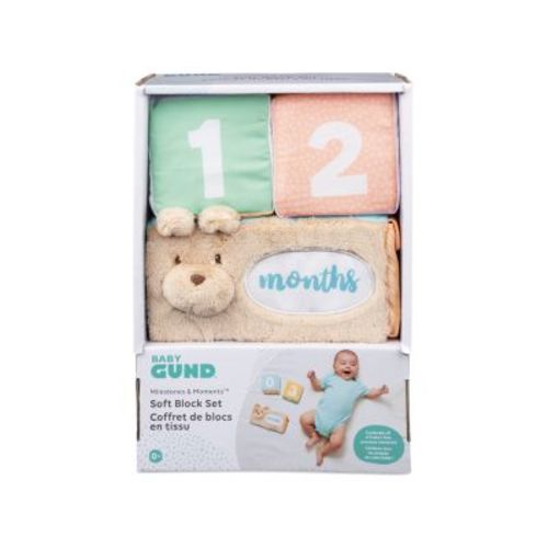 Baby GUND Milestones and Moments Soft Blocks, Plush Photo Prop Sensory Toy Blocks - Ages 0+