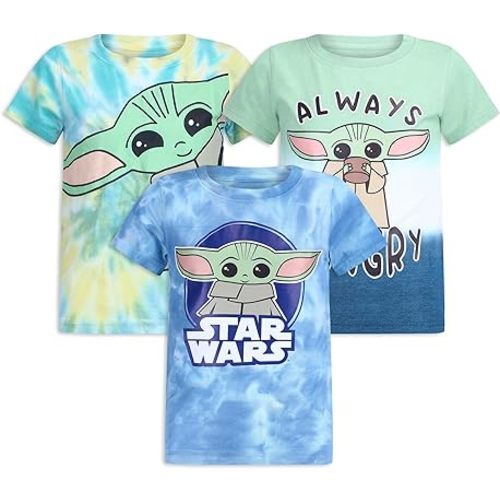 STAR WARS Grogu Boys 3 Pack T-Shirts for Infants, Toddlers, and Big Kids