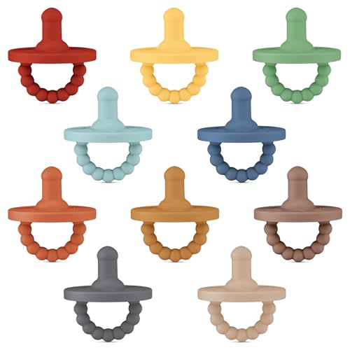 Ryan & Rose Cutie PAT Pacifier Teether 10 Pack Assorted Colors (Monterey (Boy), Stage 1)