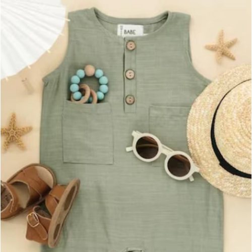 Babe Basics Cropped Linen Baby Romper