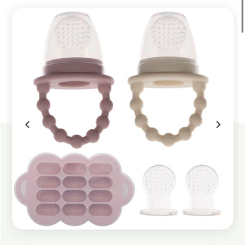 WeeSprout Silicone Baby Food Feeders + Freezer Tray for Batch Prep, (Set of 2)