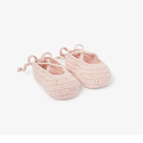 Pink Ballerina Hand Crocheted Baby Booties