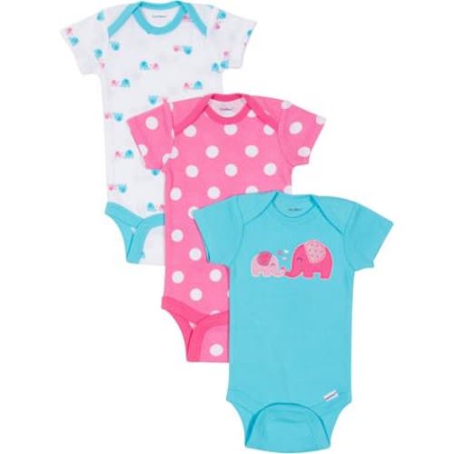 Gerber Onesies Brand Newborn Girl 3-Pack Assorted Short Sleeve One Piece Underwear