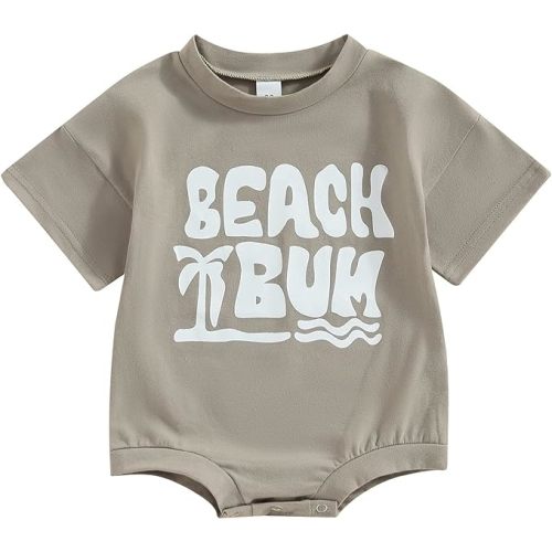 Twopumpkin Baby Bubble Romper Boy Oversized Onesie Retro Rompers Short Sleeve Shirts Summer Clothes Cute Outfits
