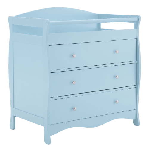 Zimtown Wood Changing Table with Drawers,Baby Dresser, Infant Diaper Station Nursery Organizer, Light Blue