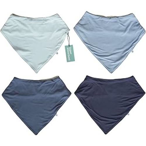 Caden Lane Viscose Bandana Bibs for Toddler Boys & Girls - 4 - Pack Ultra Absorbent Bandana Bib Sets for Babies, Blues