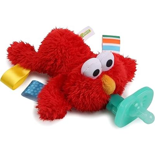 Bright Starts Sesame Street Cozy Coo Soothing BPA-Free Pacifier with Plush Toy - Elmo, Ages Newborn + , Green , 4.42x2.04x4.17 Inch (Pack of 1)
