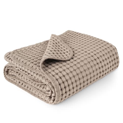 Konssy Waffle Baby Blankets, Nursery Blankets for Boys Girls, Swaddle Blankets Neutral Soft Lightweight Toddler and Kids Throw Blankets(Clay)