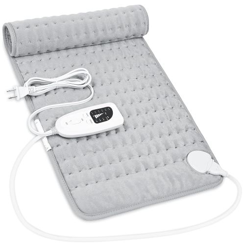 Heating Pad,Electric Heating Pads for Back,Neck,Abdomen,Fathers Day Dad Gifts,Moist Heating Pad for Shoulder,Knee,Arms,Legs,Dry/Moist Heat & Auto Shut Off,Birthday Gifts for Men(Light Gray, 24''×12'')