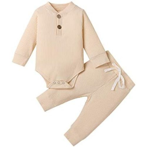 Newborn Baby Boy Girl Clothes Ribbed Knitted Cotton Long Sleeve