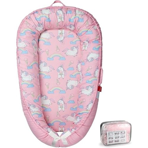 Baby Lounger - Breathable & Soft Baby Nest, Portable and Lightweight Tummy Time Lounger for Home and Travel, Ideal Newborn Babies Essentials Baby Shower Gifts