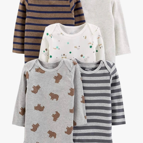 (0-3 month) Simple Joys by Carter's Long-Sleeve Onesie Pack of 5