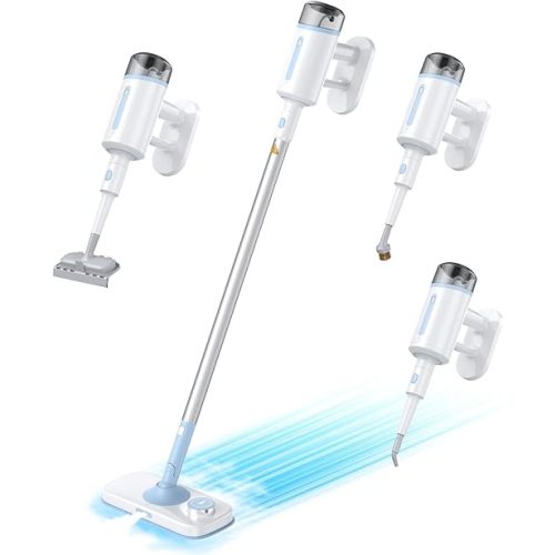 Steam Mop with Detachable Handheld Steamer Suitable for Hardwood, Tile, Laminate and All Floors, Powerful Steam Cleaner with Multipurpose Attachments Perfect for Other Home Cleaning