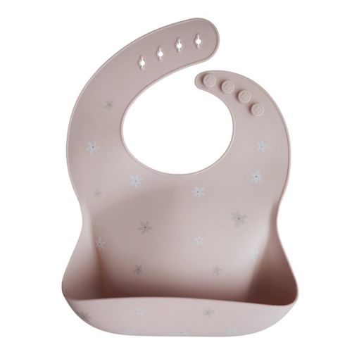 Silicone Baby Bib Pink Flowers One Size