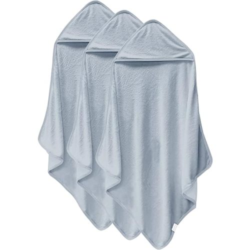 Cosy Family 3 Pack Baby Hooded Towels, Rayon Made from Bamboo, Ultra Soft Unisex Bath Towels for Babies,Toddler,Infant - Newborn Essential - Ultra Absorbent Toddler Towels for Baby Boy Girl - Grey