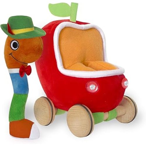 YOTTOY Richard Scarry Collection | Lowly Worm Soft Toy with Busytown Applecar – 2 in 1 Toy